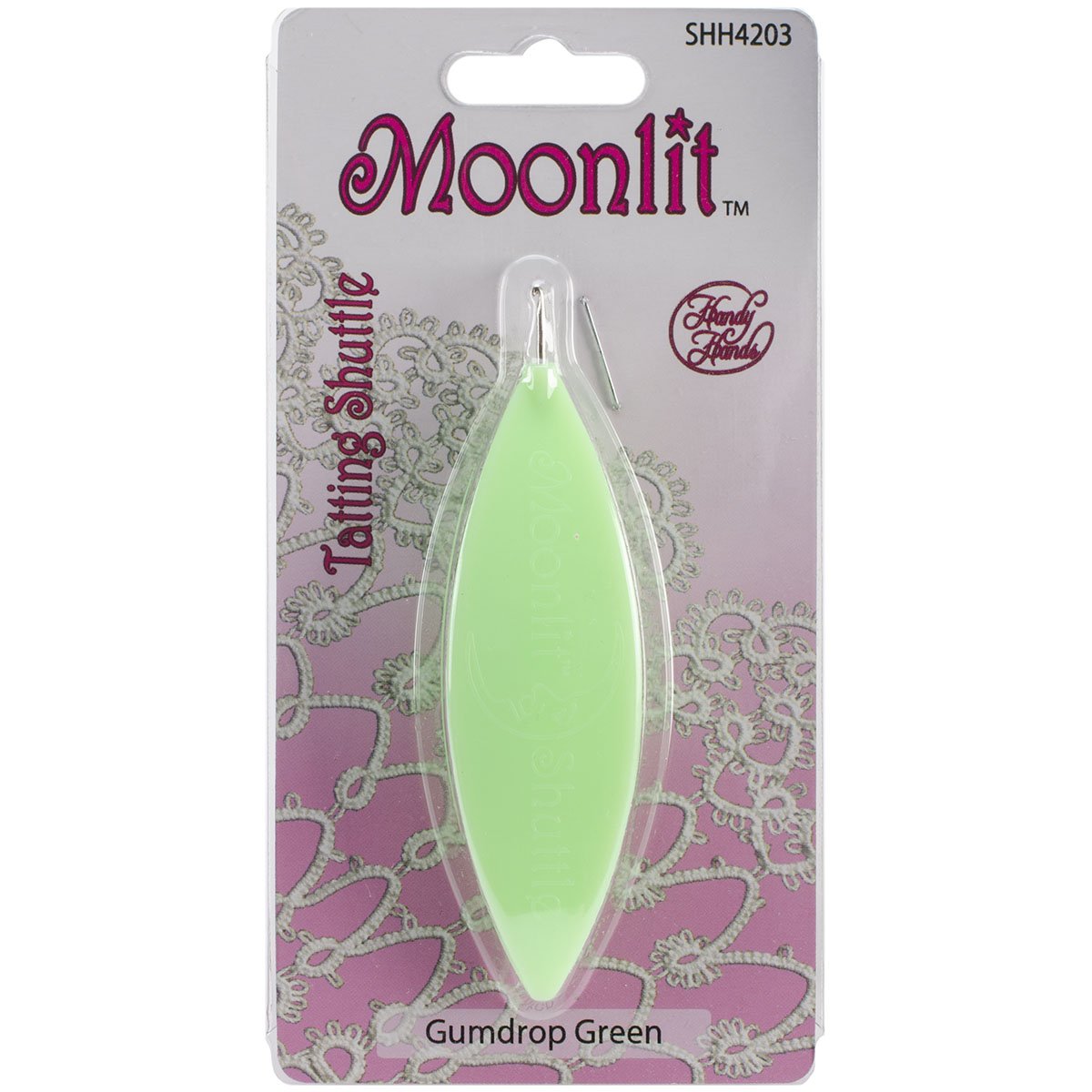 Handy HandsMoonlit Tatting Shuttle with Hook, Gumdrop Green