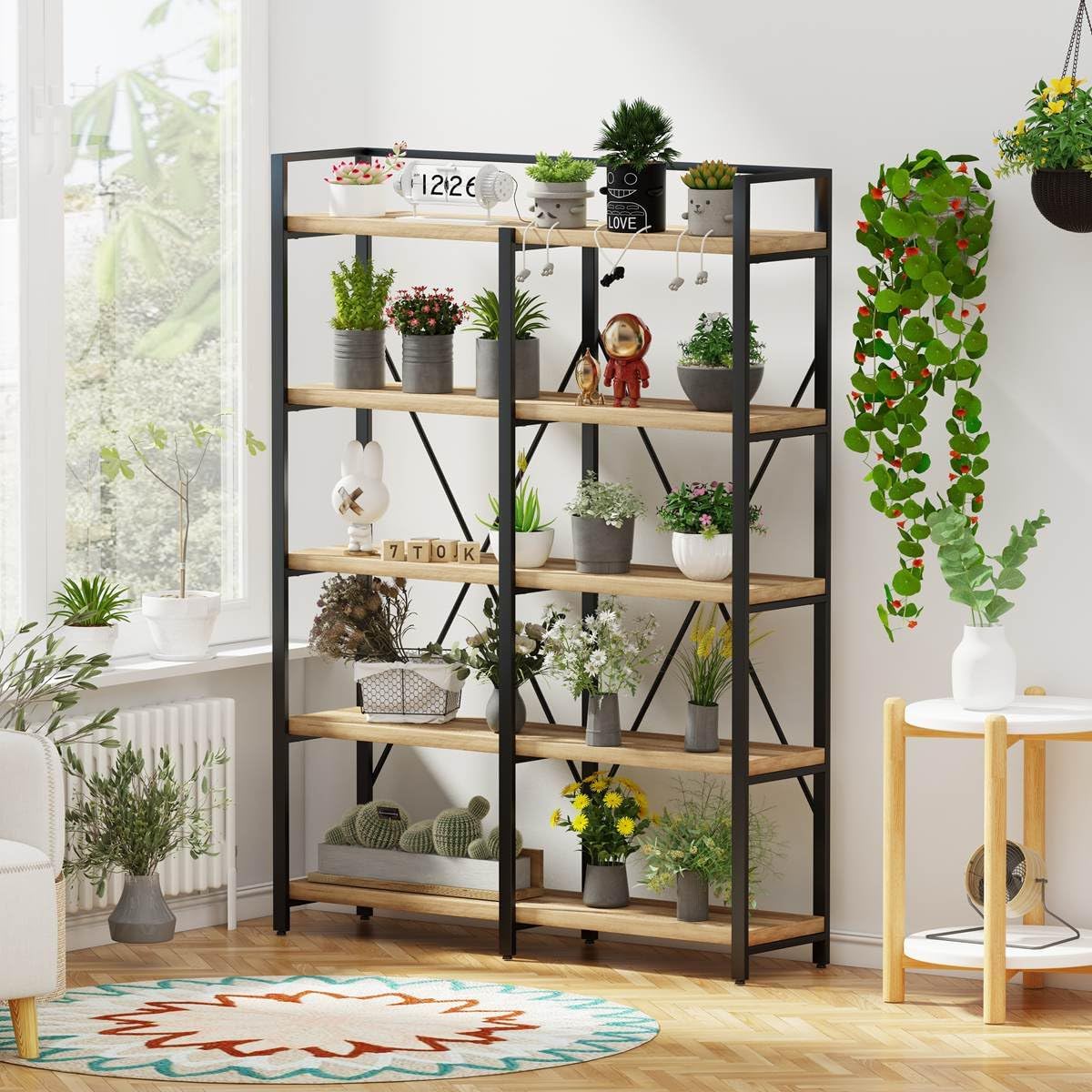 FATORRI Industrial Book Shelf and Small Bookshelf (Rustic Oak) for Home Office