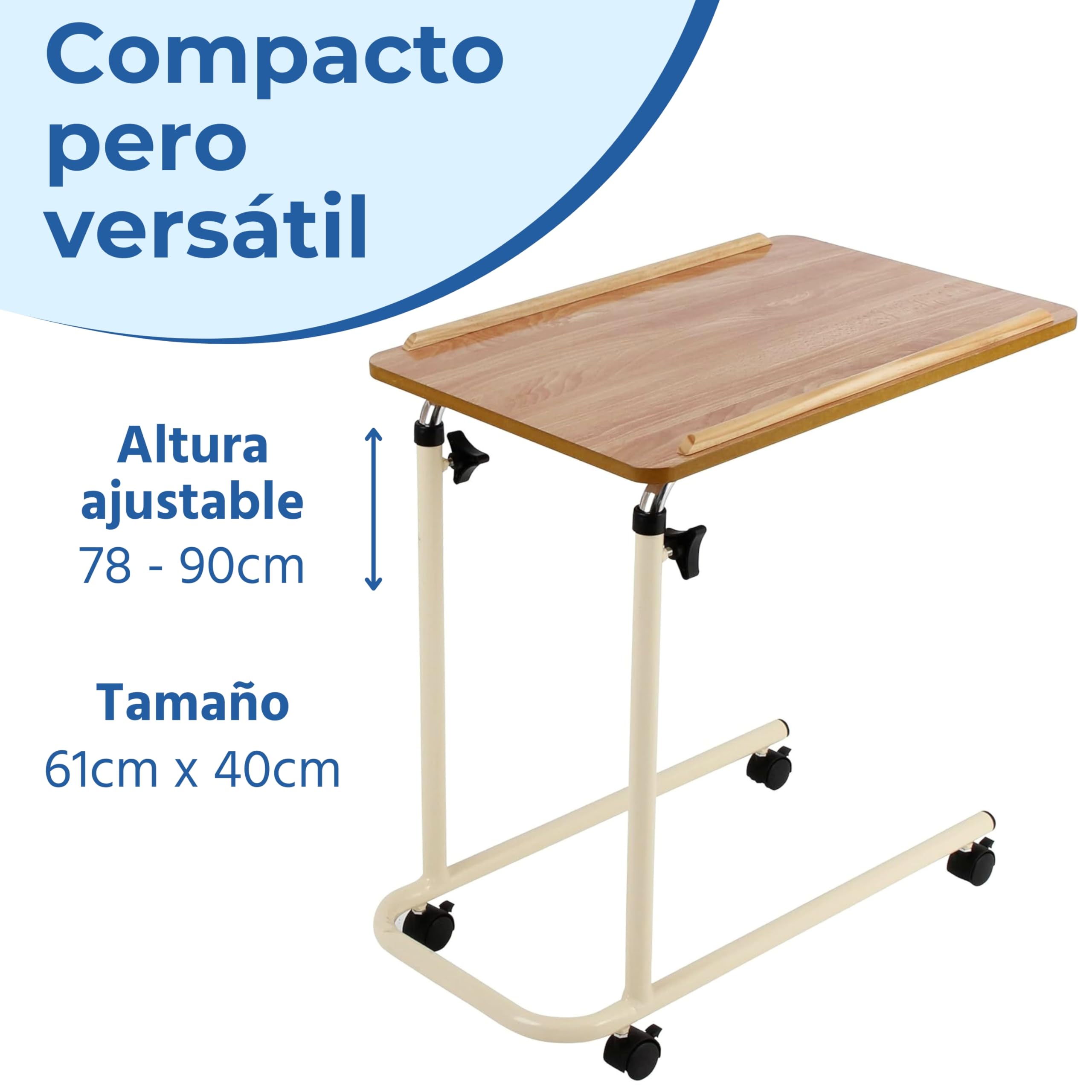 Patterson Medical - Mesilla auxiliar para cama, con ruedas