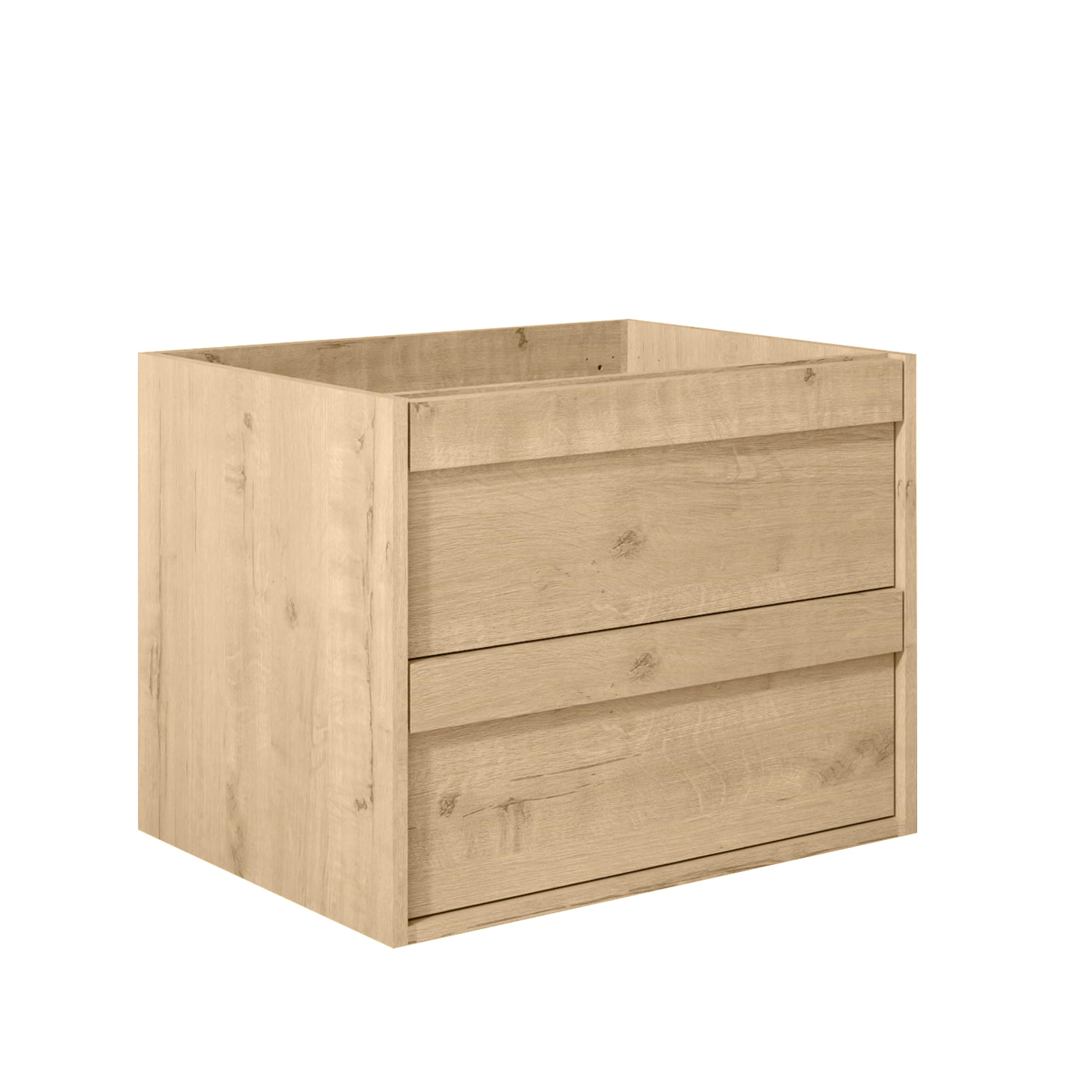 UEV Waschtisch mit Unterschrank, Waschbeckenunterschrank 60cm hängend, mit Soft-Close-System, Waschplatz, Aufsatzwaschbecken, Badezimmmer Möbel für Gäste WC, Badmöbel Set für Badezimmer, Natur