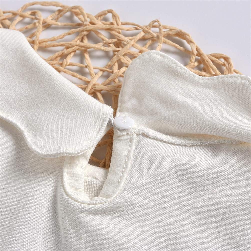 MODNTOGA Kids Baby Girl Long Sleeve Collar Shirt Toddler White Blouse Puff Short Sleeve T-Shirt Solid Color Basic Top Bottom - Image 6
