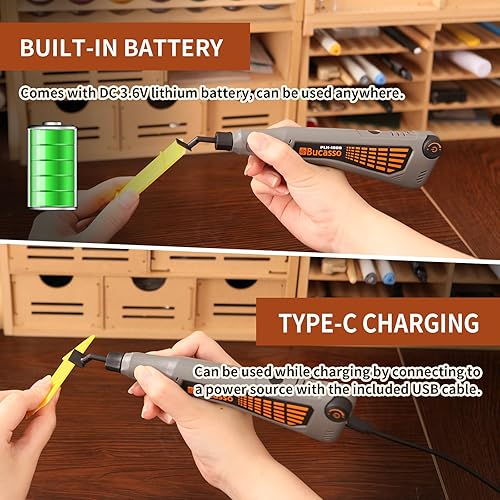 Miniatura 2 de Lijadora de bolígrafo inalámbrica, velocidad variable y carga USB con luz LED, herramienta eléctrica multiusos para lijar, pulido, acabado,