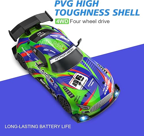 Miniatura 4 de Drift - Coche de juguete eléctrico para autos de carreras con controlador, 124 4WD de alta velocidad RC Drift con luces LED, neumáticos a la deriva