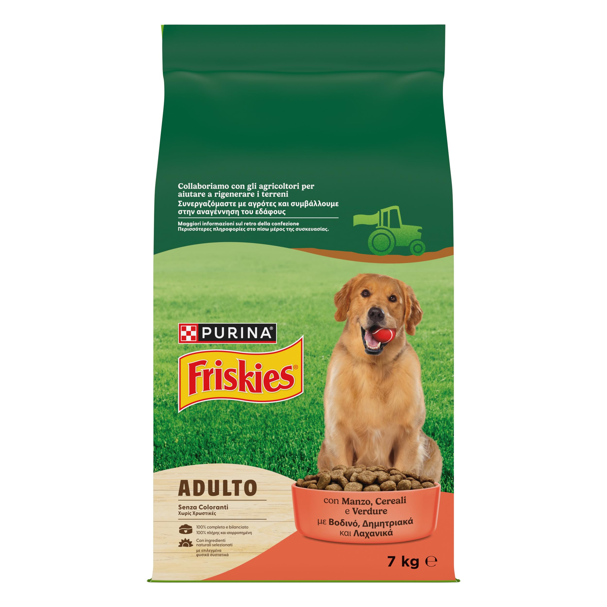 PURINA FRISKIES® Adulto crocchette per cani con Manzo e Verdure. 1 Confezione da 7 kg