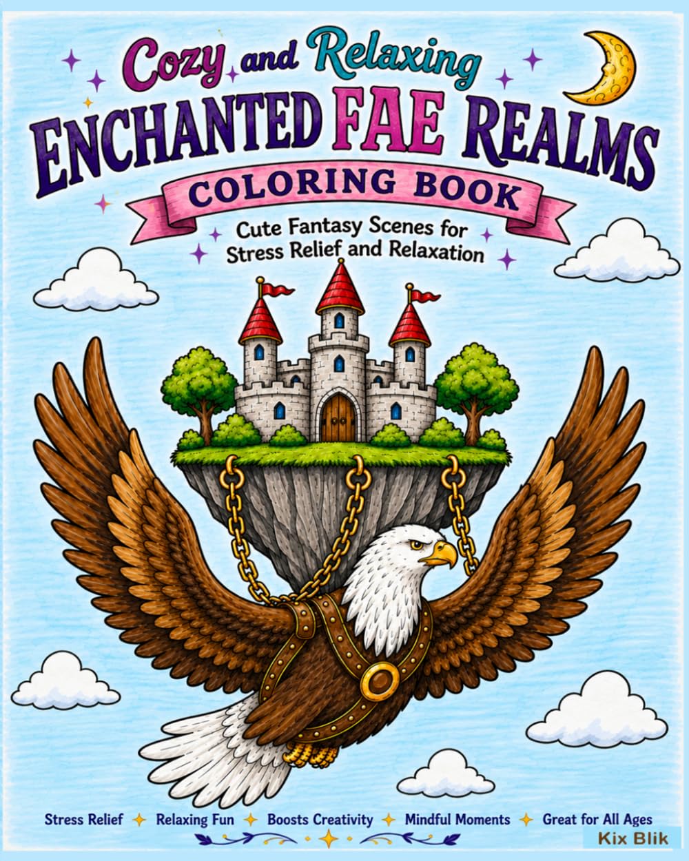 Cozy and Relaxing Enchanted Fae Realms Coloring Book: Cute Fantasy Scenes for Stress Relief and Relaxation
