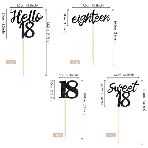 Miniatura 98 de 24 piezas de decoraciones oficiales para cupcakes de cumpleaños número 13 Hello 13 Thirteen Cupcake Picks 13th Birthday Cake Decor Supplies Black