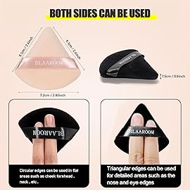 BLAAROOM 6 Pieces Powder Puff Face Makeup Velour Soft Triangle Powder Puffs - for Loose Powder Mineral Powder Body Powder Wet Dry Cosmetic Foundation Sponge Makeup Tool - Black & Nude