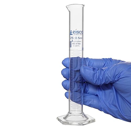 Miniatura 5 de Cilindro graduado, 0.8 fl oz - Tolerancia Clase A ±0.0.8 fl oz - Base hexagonal - Graduaciones azules - Vidrio de borosilicato 3.3 - Eisco Labs