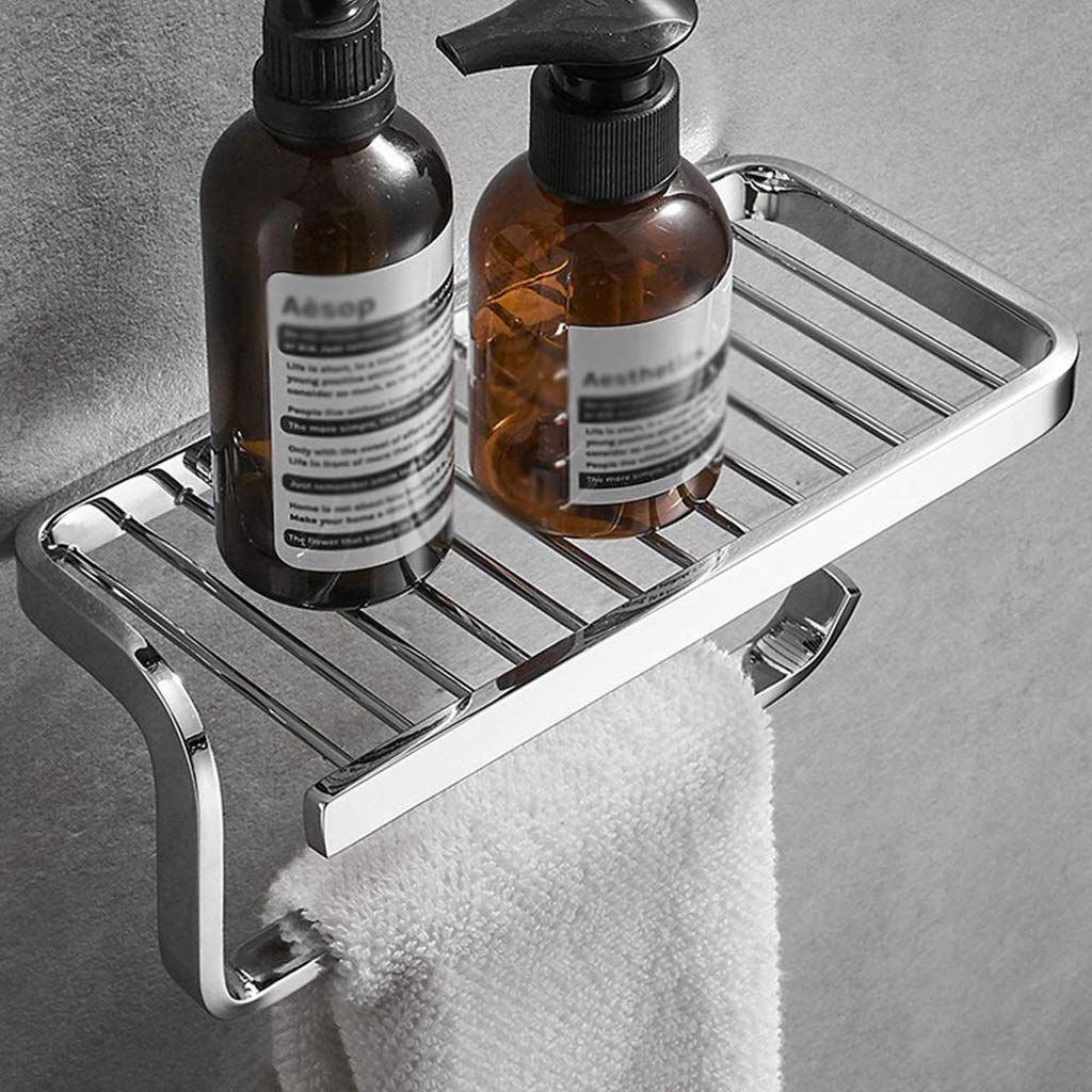 Estante de baño Almacenamiento de baño, Estante de baño Estante de Ducha de baño Organizador montado en la Pared de Estilo Moderno Metal Resistente al Agua a Prueba de Herrumbre (Color:Plata
