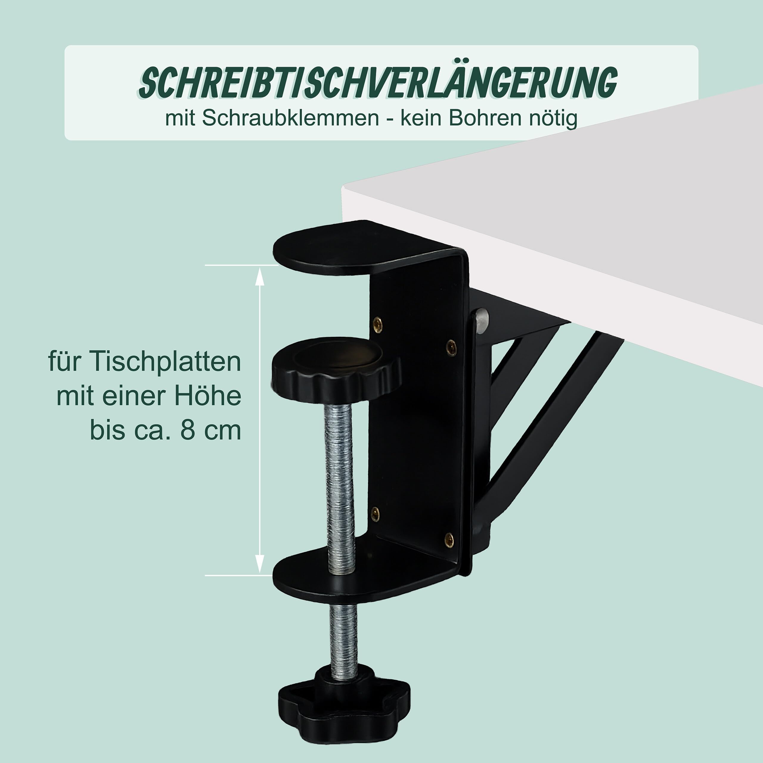 Relaxdays Schreibtischverlängerung, 65 x 24 cm, klappbar, zum Anklemmen, ergonomische Tischerweiterung, modern, weiß
