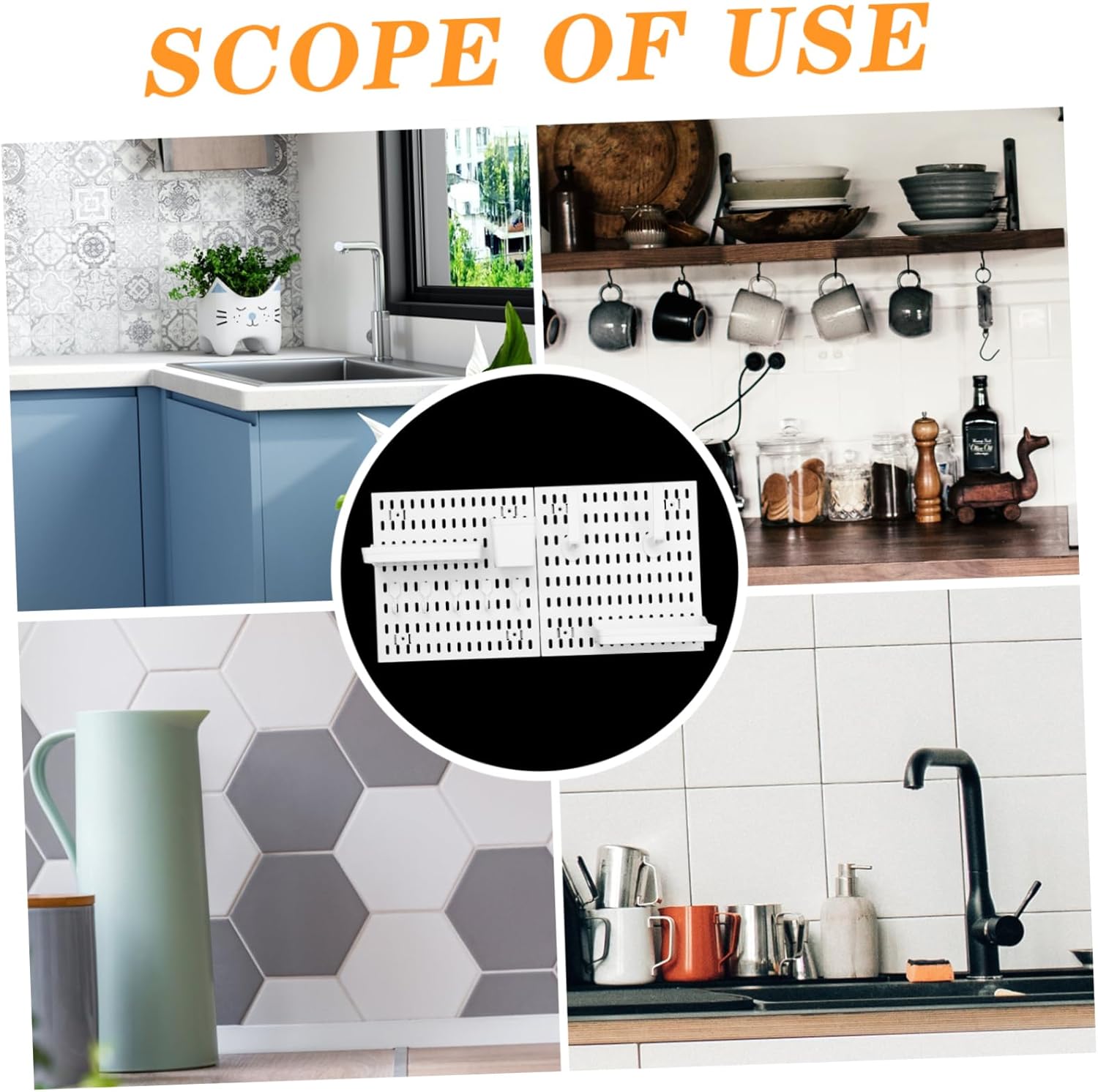 1set Pegboard Wall Organizer Hooks Sturdy Punch Design for Home Kitchen and Garage Storage Maximizes Space and Load-Bearing Capacity Stylish Finish