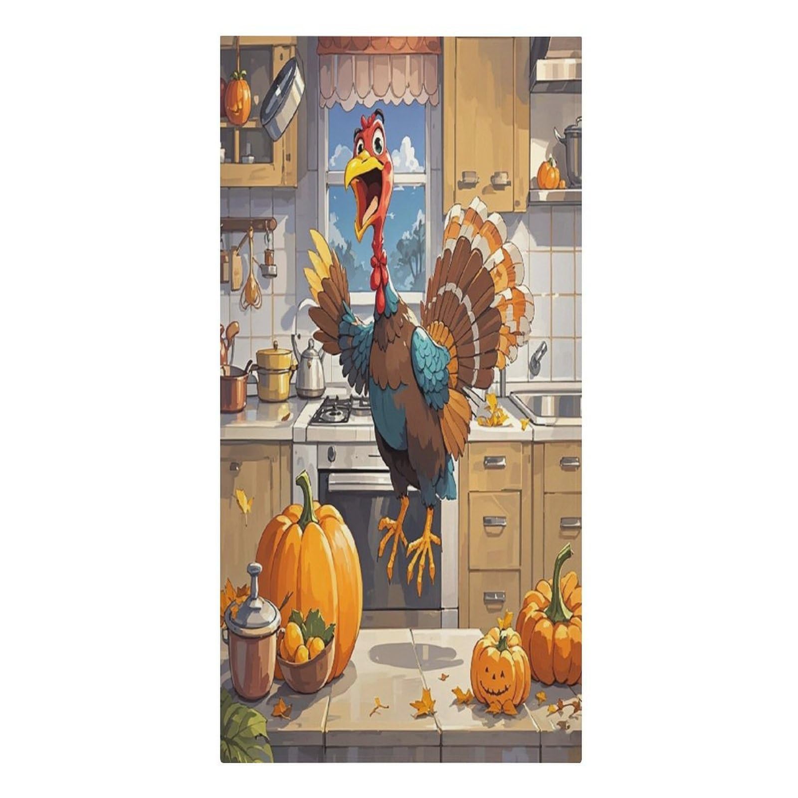 VstaDank Pumpkin and Turkey Beach Towel Vacation Essentials Sand Free Soft Quick Dry Swim Towels 61"x30" Modern Extra Large Towels Lightweight Microfiber Beach Towel for Swimming Pool