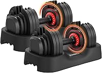 GLOWSOL 5-56LB Adjustable Dumbbell with One-Hand Quick Adjust, Anti-Slip Grip - Compact Home Gym Weight Set for Full-Body Workouts