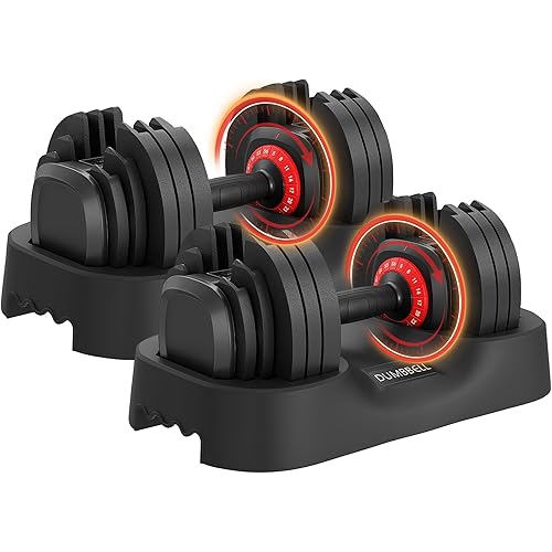 25LBS/56LBS Adjustable Dumbbell One-Hand Quick Adjust Weight Set, Anti-Slip Texture Handle, Full-Body Workout Equipment for Home Gym, Suitable for Men & Women