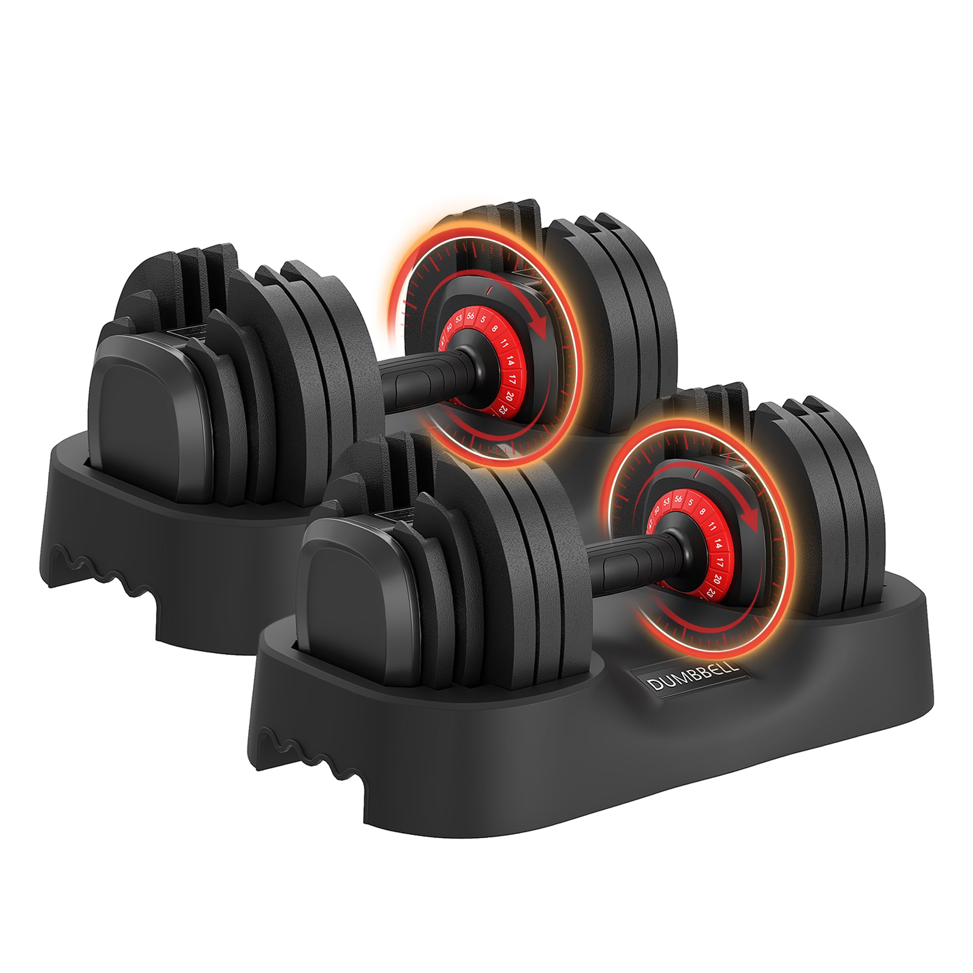Adjustable Dumbbell Set 56LBS Free Weight Dumbbell Fast Adjust Weight Set with Anti Slip Handle Storage Tray Ideal