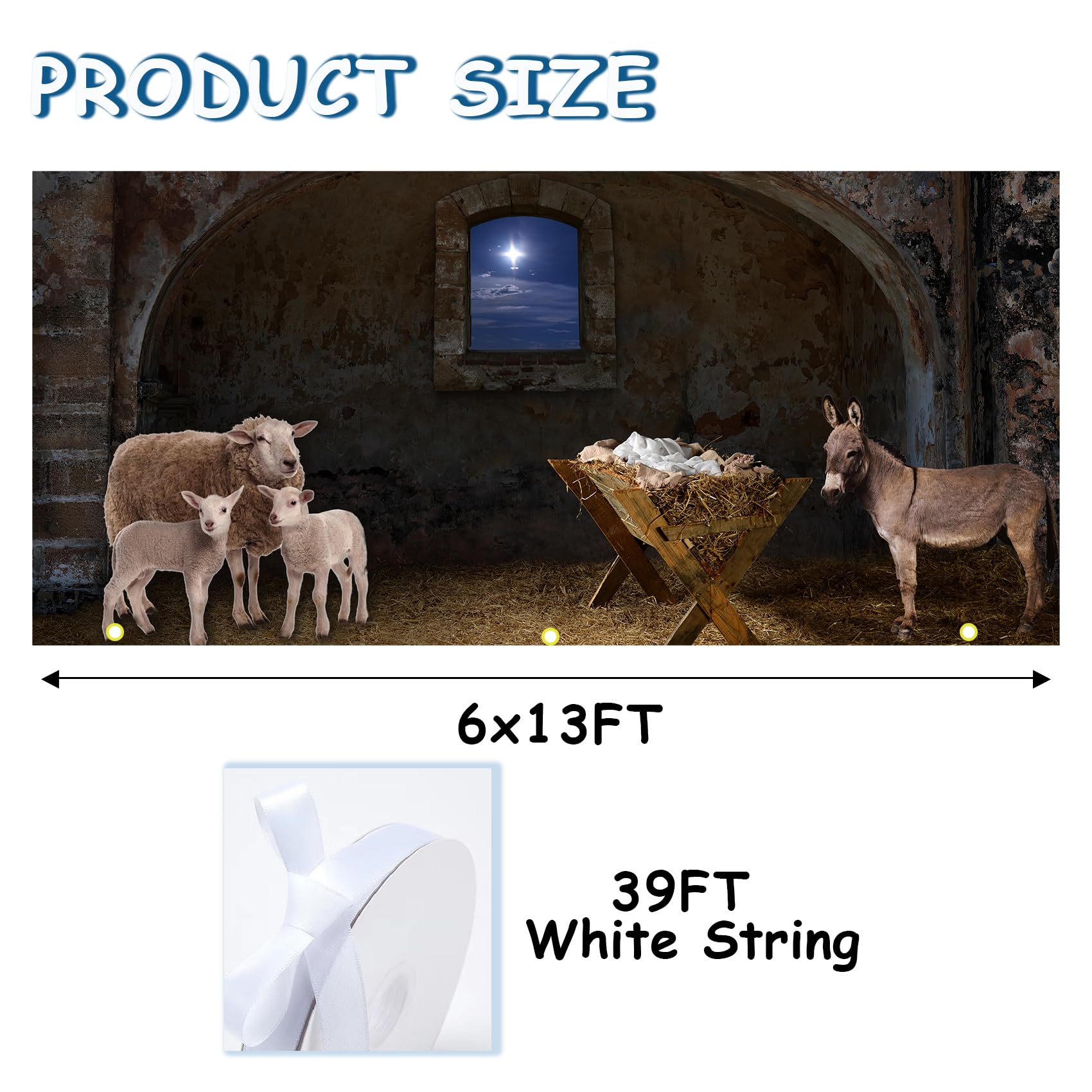 ontigola Holy Nativity Christmas Holiday Garage Door Decorations 6 x 13 ft Christmas Nativity Barn Birth of Jesus Nativity Winter Large Door Cover Decoration Outdoor Holiday Decoration