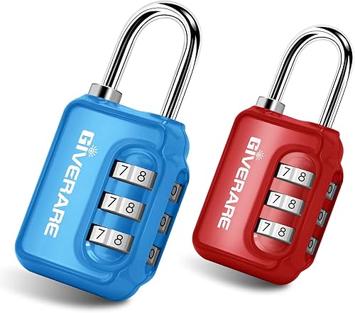 GIVERARE Paquete de 2 cerraduras de combinación, candado de 3 dígitos sin llave, cerraduras de equipaje reiniciables para mochila, gimnasio, escuela