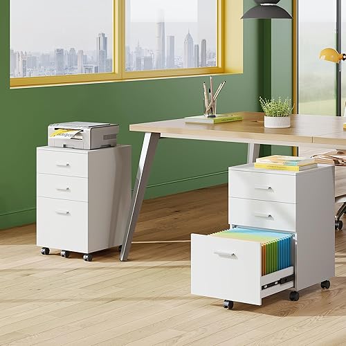 Miniatura 10 de DEVAISE Gabinete portátil de madera de 3 cajones Gabinete enrollable para tamaño cartaA4 color negro