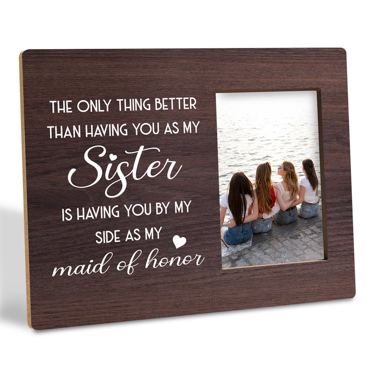 Cadeau de mariage cadre photo en bois pour sœur et amie 10x15cm