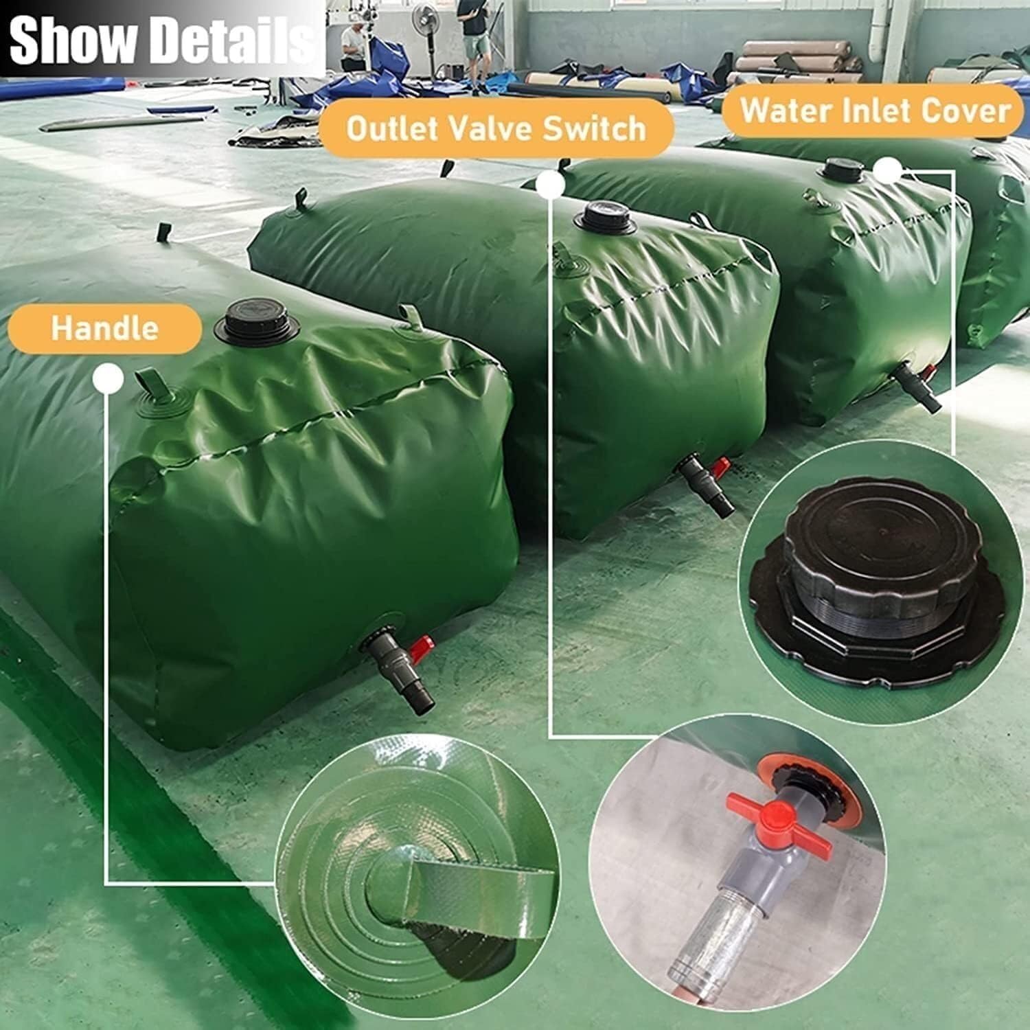 Depósito de Agua Flexible Bolsas Grandes Flexibles for Almacenamiento de Agua, Grifo Plegable montado en vehículo, Utilizado for Agricultura Pre-Loading Bag for Bridges