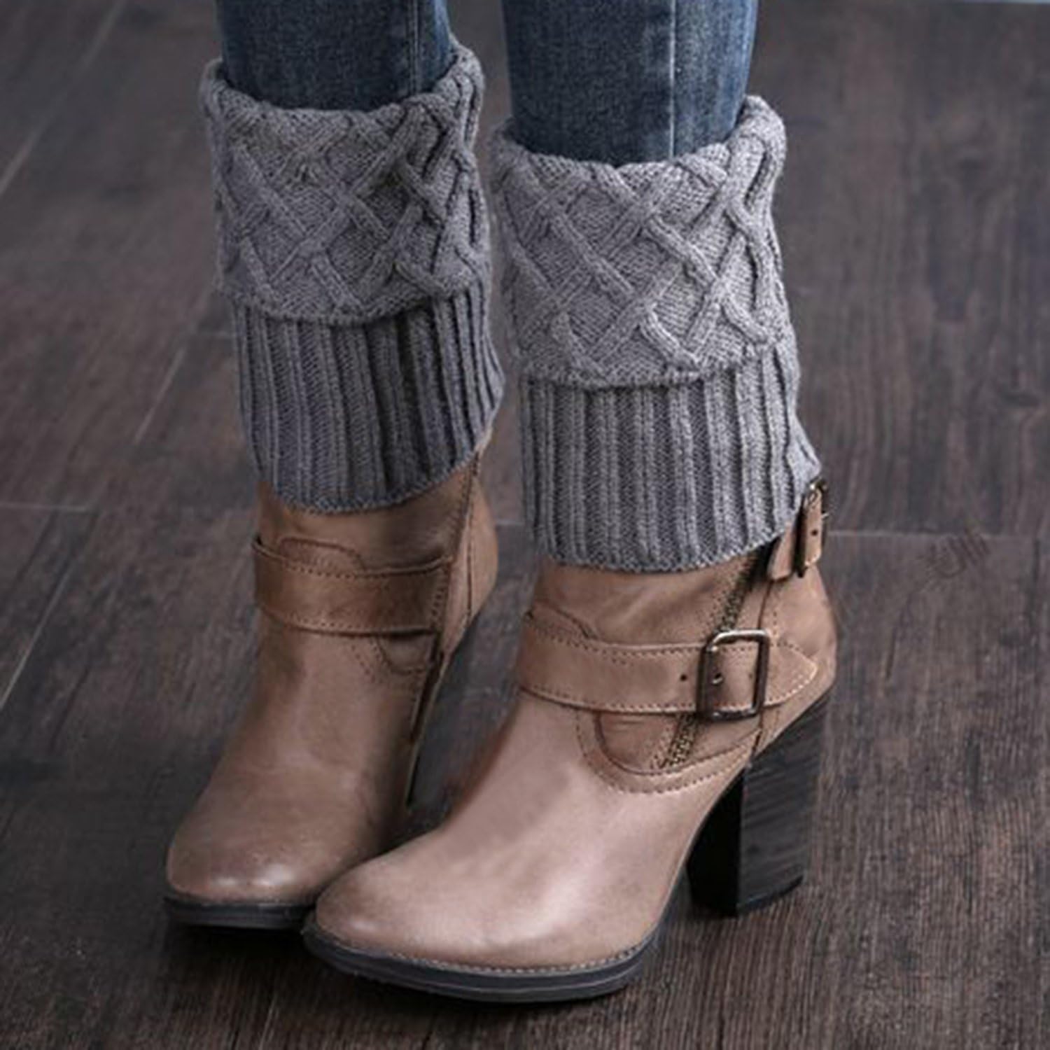 Bestjybt Womens Short Boots Socks Crochet Knitted Boot Cuffs Leg Warmers Socks - Image 6