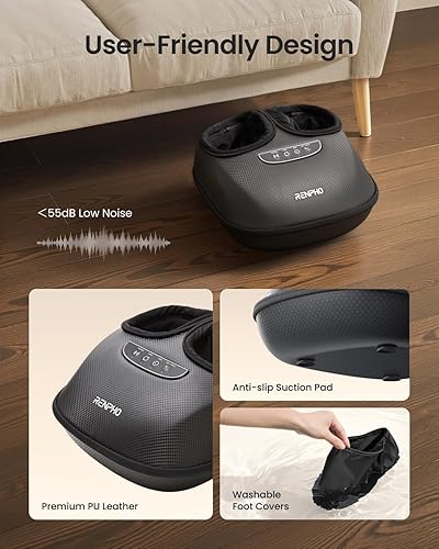 Miniatura 7 de RENPHO Máquina masajeadora de pies con calor, 3 modos y niveles de compresión de aire, masaje shiatsu de pies para fascitis plantar y neuropatía,