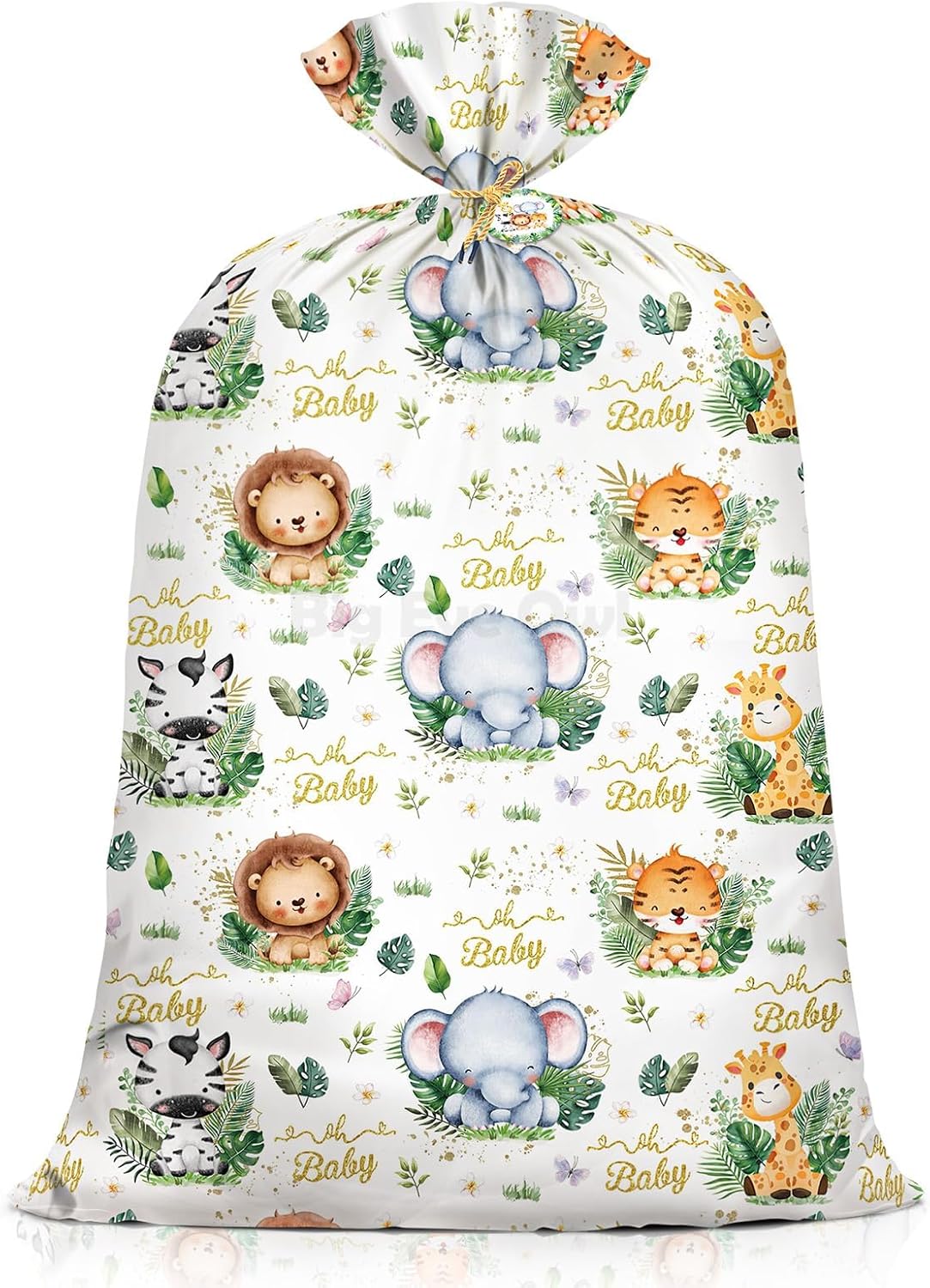 Extra Large Baby Shower Plastic Gift Bags 70"x 40" Jumbo Safari Jungle Animals Present Bag XXL Big Gift Wrapping Bags Oversized Reusable Baby Gender Reveal Birthday Party Favors Goody Bags