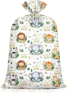 Extra Large Baby Shower Plastic Gift Bags 70"x 40" Jumbo Safari Jungle Animals Present Bag XXL Big Gift Wrapping Bags Oversized Reusable Baby Gender Reveal Birthday Party Favors Goody Bags