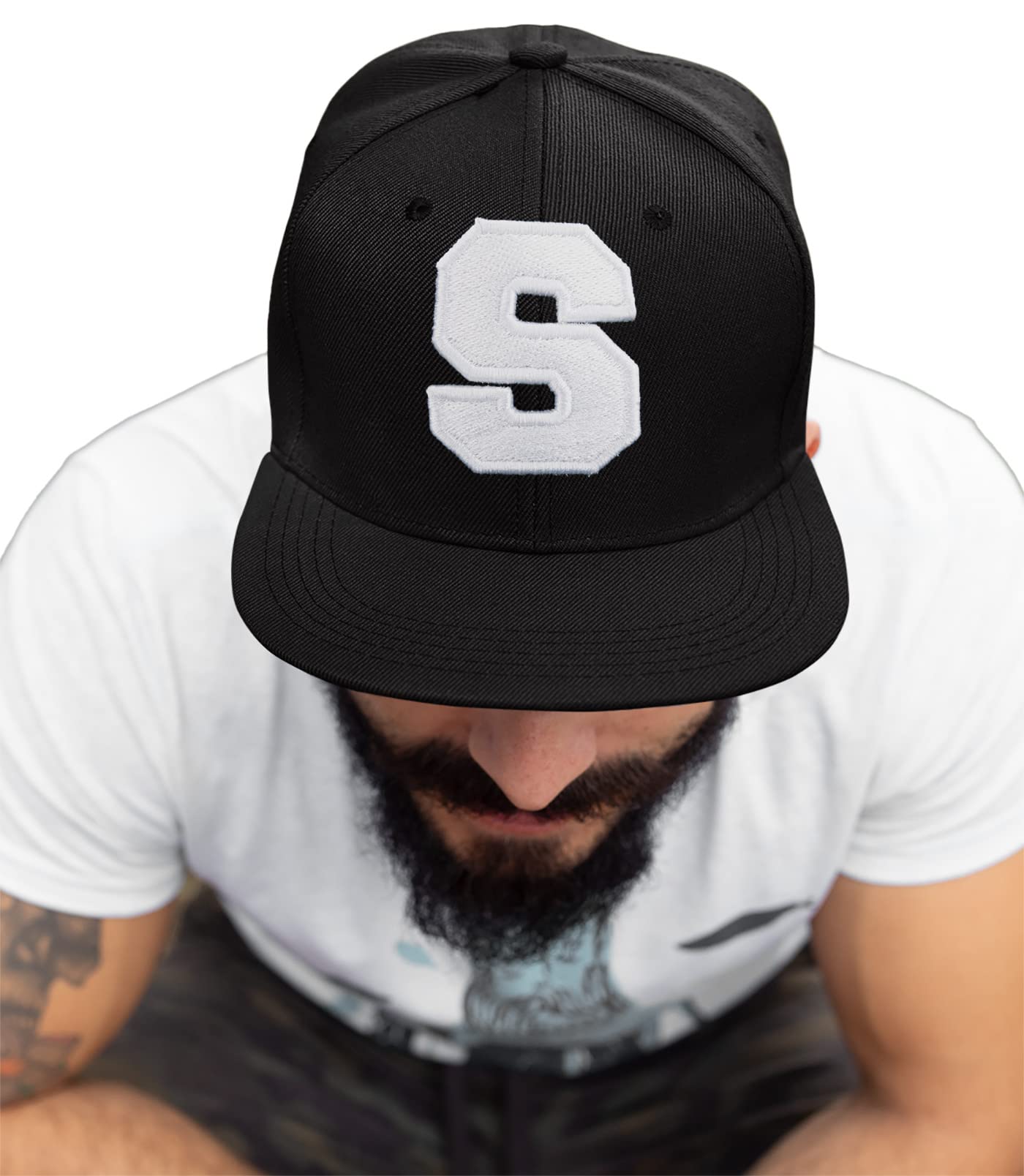 4sold ABC Letter Snapback Cap in Black/White with Letters A to Z (S)