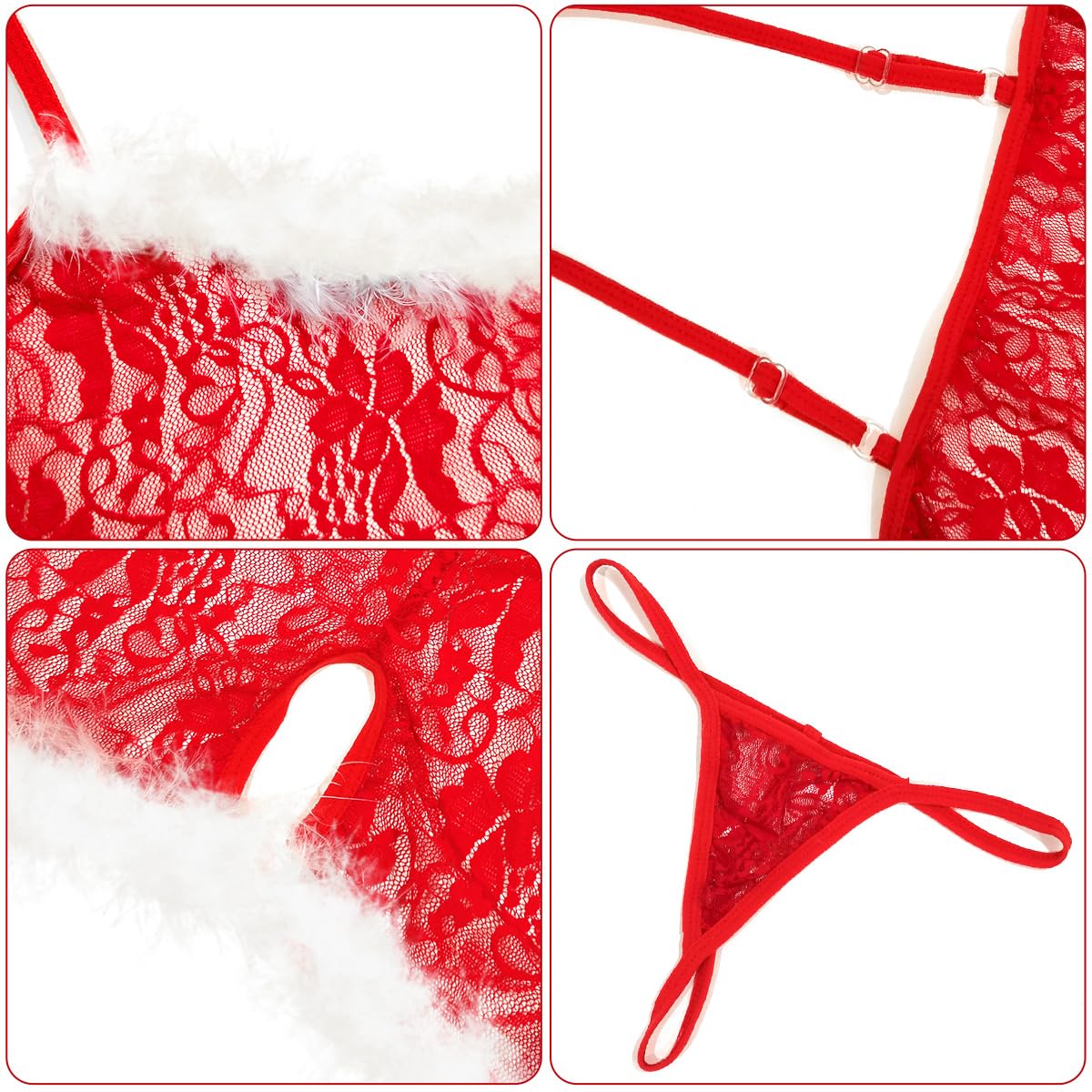 Femmes Noël Lingerie Sexy Noël Bikini Robe Nuit Christmas Coquine Ensemble Taille Noël Mère Charmant Costume Déguisement Christmas Adulte Lingerie Sexy Robe Nuit Rouge Tenue Lingerie