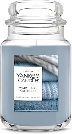 Yankee Candle Large Jar Scented Candle with up to 150 Hour Burn Time, Premium Plant Wax Blend for Consistent Burn, 22 oz Jar Candle with Room Filling Fragrance, Warm Luxe Cashmere
