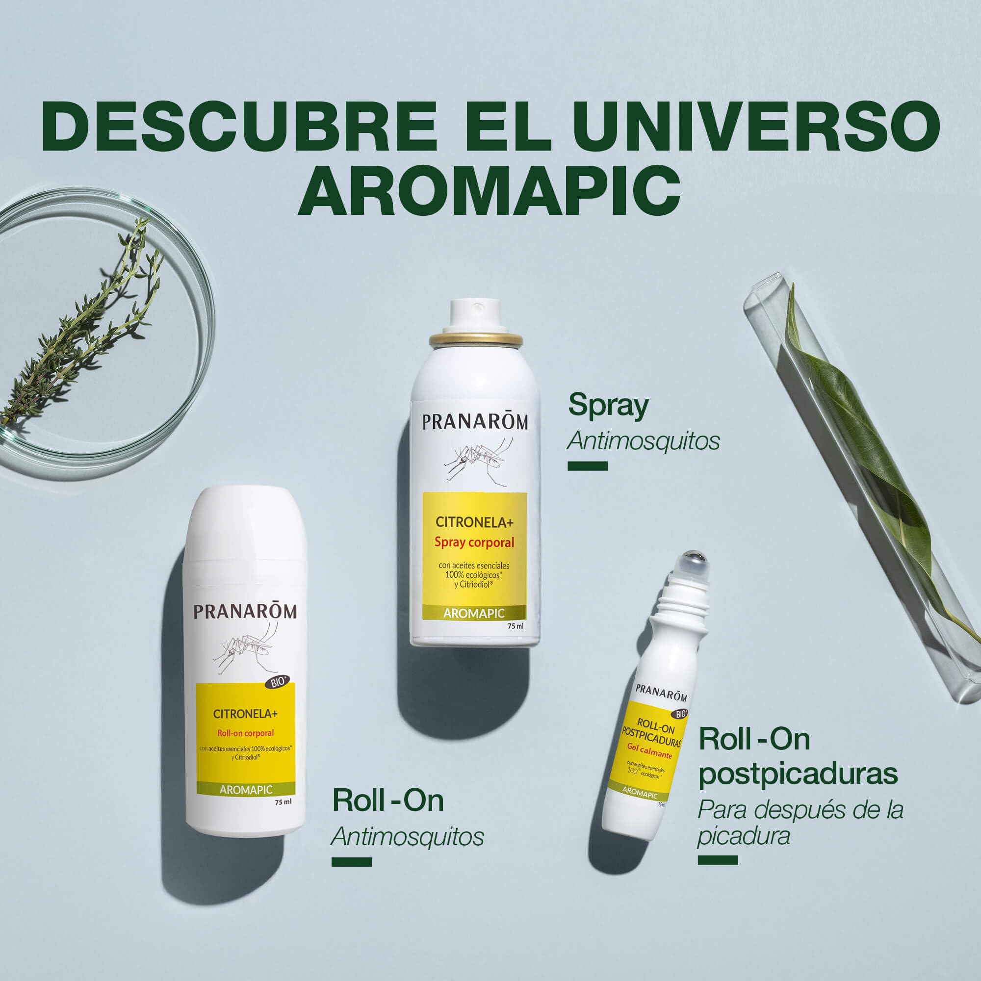 PRANAROM - Aromapic - Roll On Post Picadura Bio - Gel Calmante Con Aceites Esenciales Puros Y Naturales - Práctico Formato - 15ml