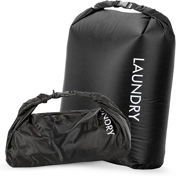 Travel Laundry Bag, Vacuum Compression Dirty Clothes Travel Bag Waterproof Wet Dry Bags Large Capacity Space Saver Bags Reusable Camp Clothes Organizer for Sports College Dorm Laundromat (1 Pcs )Black