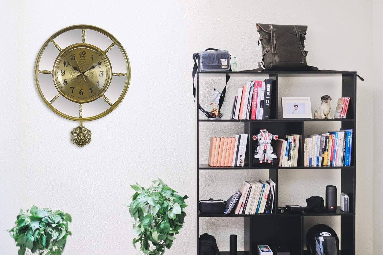 Elegant Gold and Mirror Segmented Swinging Pendulum Wall Clock