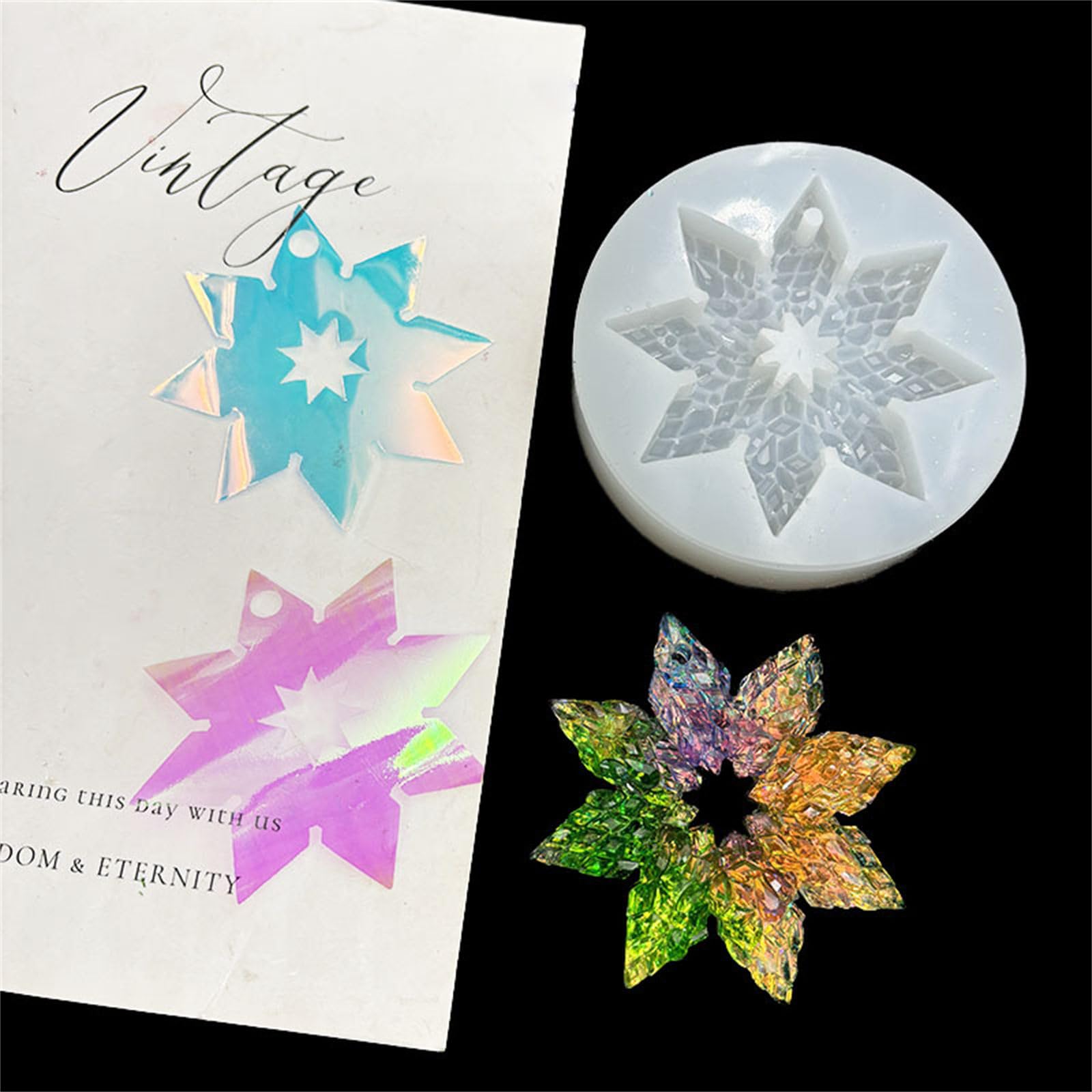 Stampo in silicone creativo a forma fiocco neve per artigianato in resina Decorazione natalizia Portachiavi Ciondolo Creazione stampi Stampo in resina per ornamento ' albero Natale