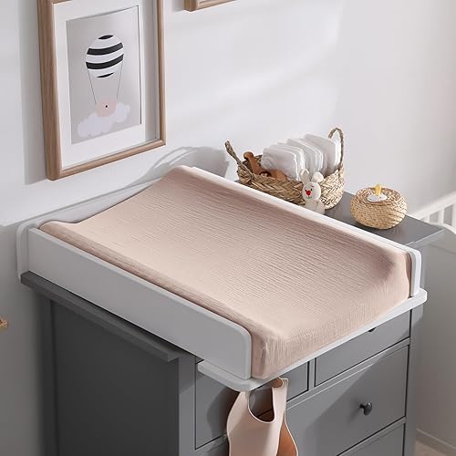 Miniatura 4 de Juego de 2 fundas de muselina 100 % algodón para cambiadores de pañales para niños y niñas, suaves y transpirables, se ajustan a almohadilla