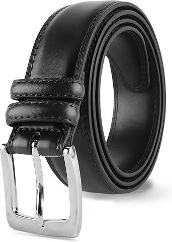 Prospero Comfort Mens Genuine Leather Belt ALL LEATHER Classic Dress Casual Double Stitch 35mm
