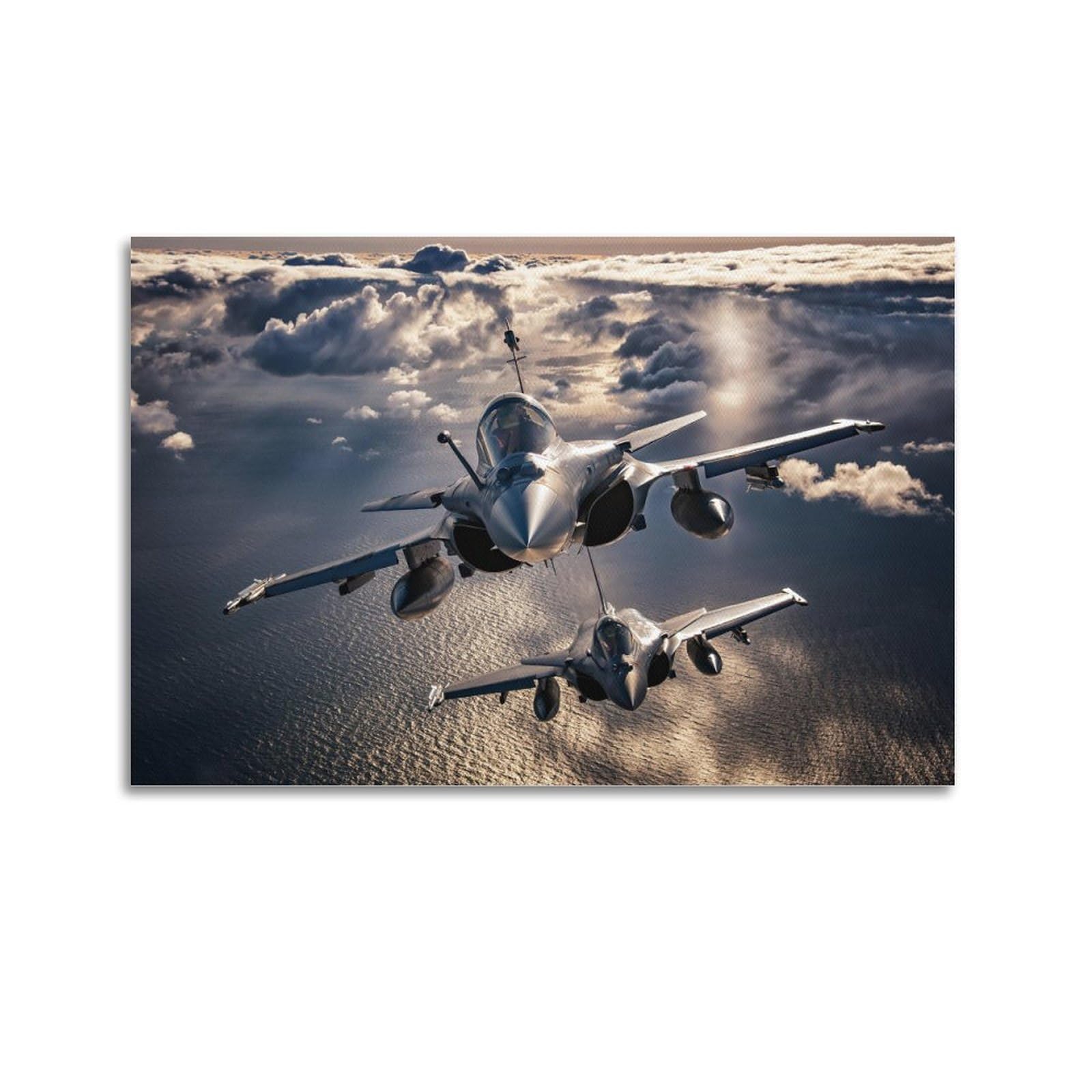 YBHF Fighter Poster Rafale Fighter Jet Military Air Plane Poster Wall Art Print Retro Aesthetic Room Decor 24x36inch(60x90cm) Unframe-style