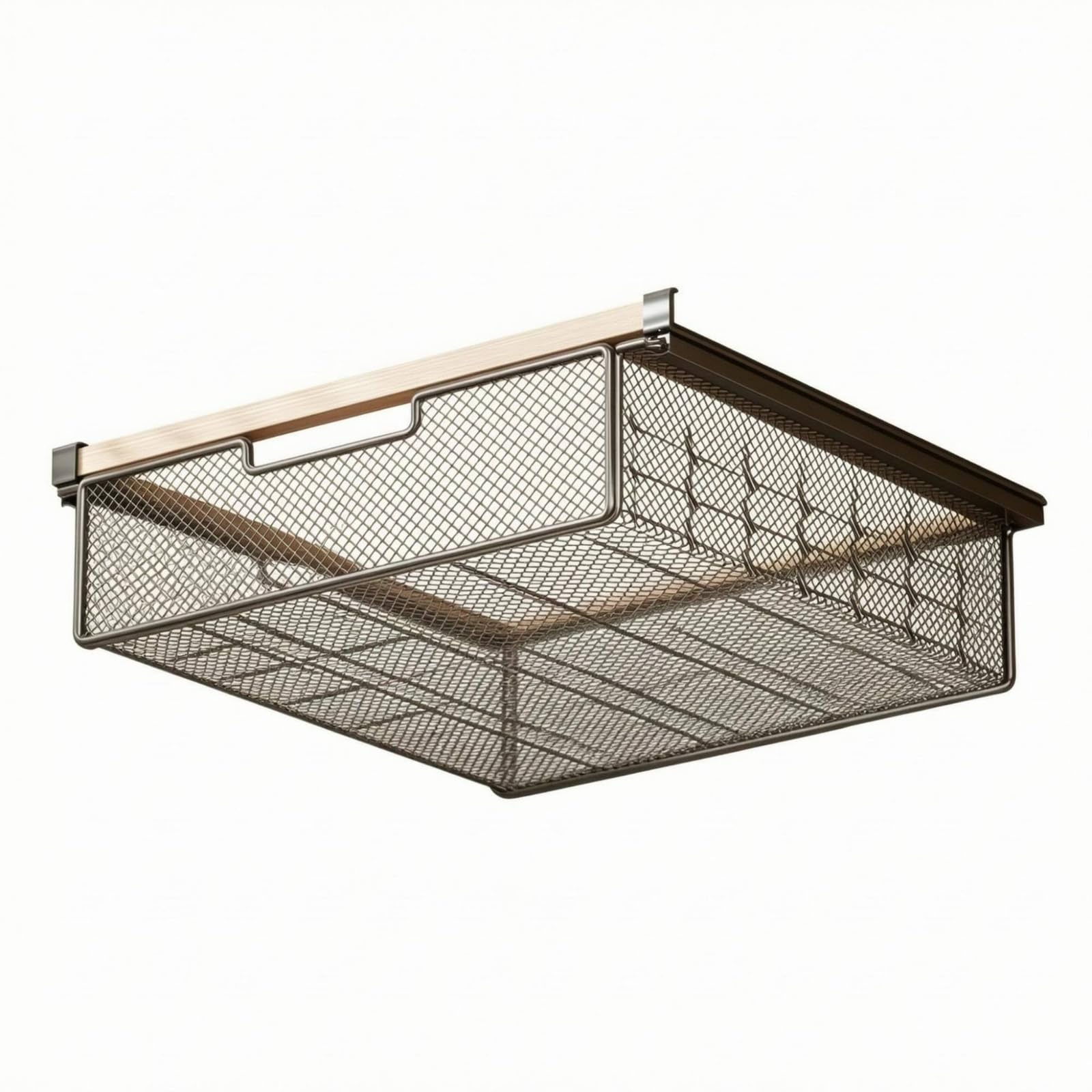 Clamp Hooks Hanging Wardrobe Basket Perforated Under Shelf Basket Raised Lip Undershelf Hanging Bin Tooleffortless Installation for Closet, Black, L | Home & Garden-image-25