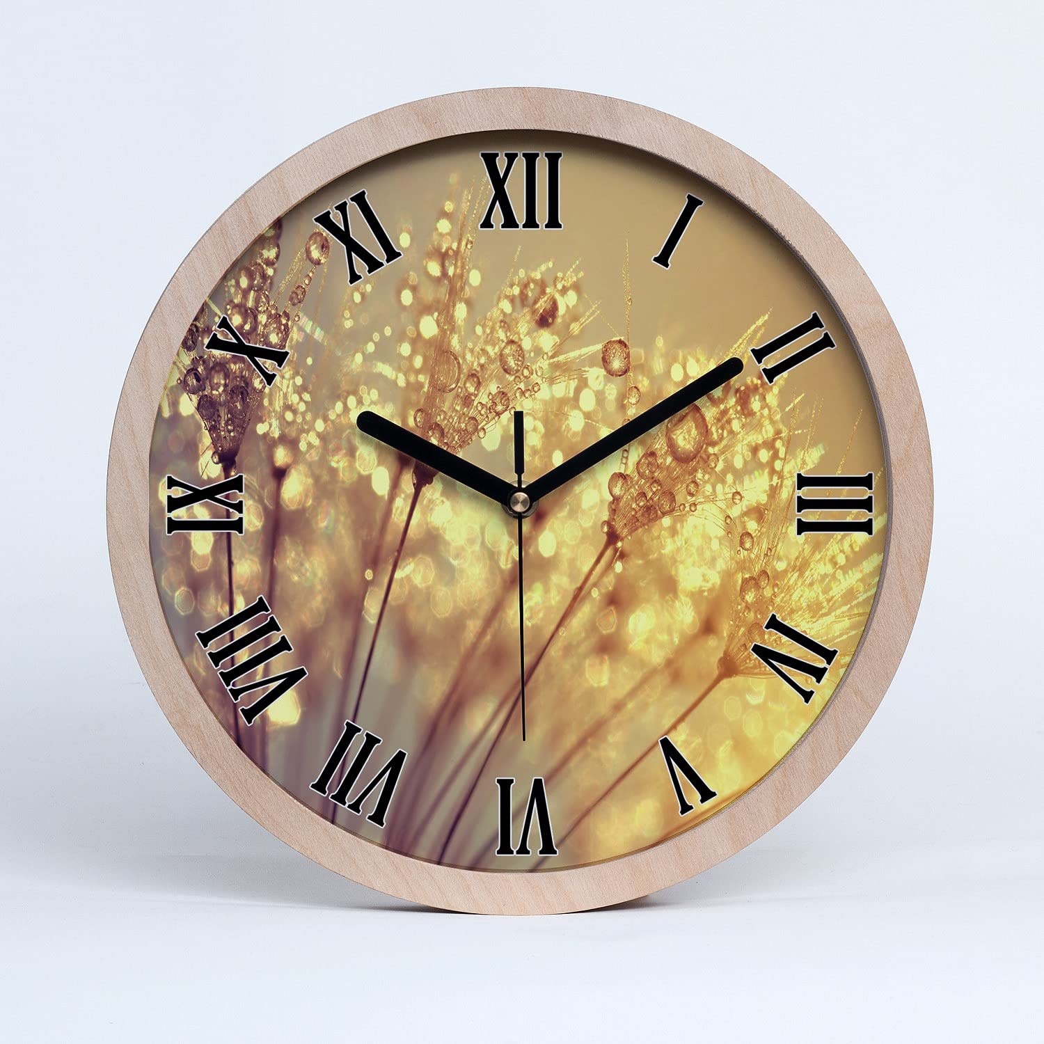Horloge en bois Tulup pour salon moderne avec motif graine de pissenlit poétique
