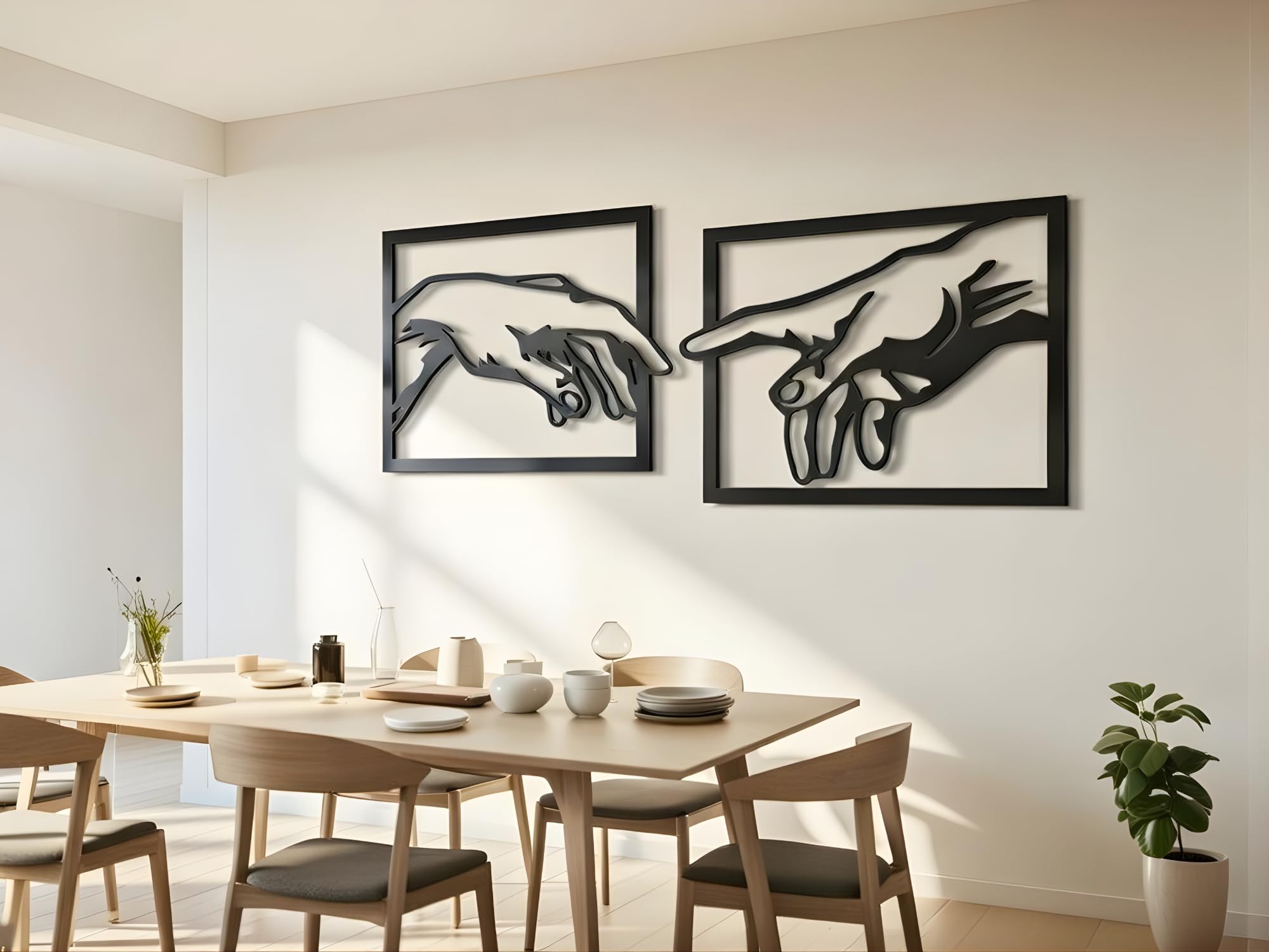 VAILLA Mano a mano di Michelangelo La creazione di Adams Decorazione da parete, murale in legno, decorazione da parete 3D, decorazione minimalistica, immagini per camera da letto (Michelangelo)