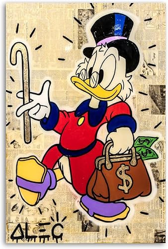 Póster de dibujos animados de hombre rico, pintura decorativa, lienzo, arte de pared, impresiones de sala de estar, decoración del hogar,