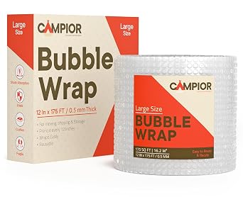 Bubble Wrap for Packing & Moving 1 Pack, 175 FT x 12 Bubble Cushioning Wrap with 3/16 Small Bubbles, Perforated Every 12 for Easy Tear, Lightweight Packing Wrap for Fragile Packaging & Mailing