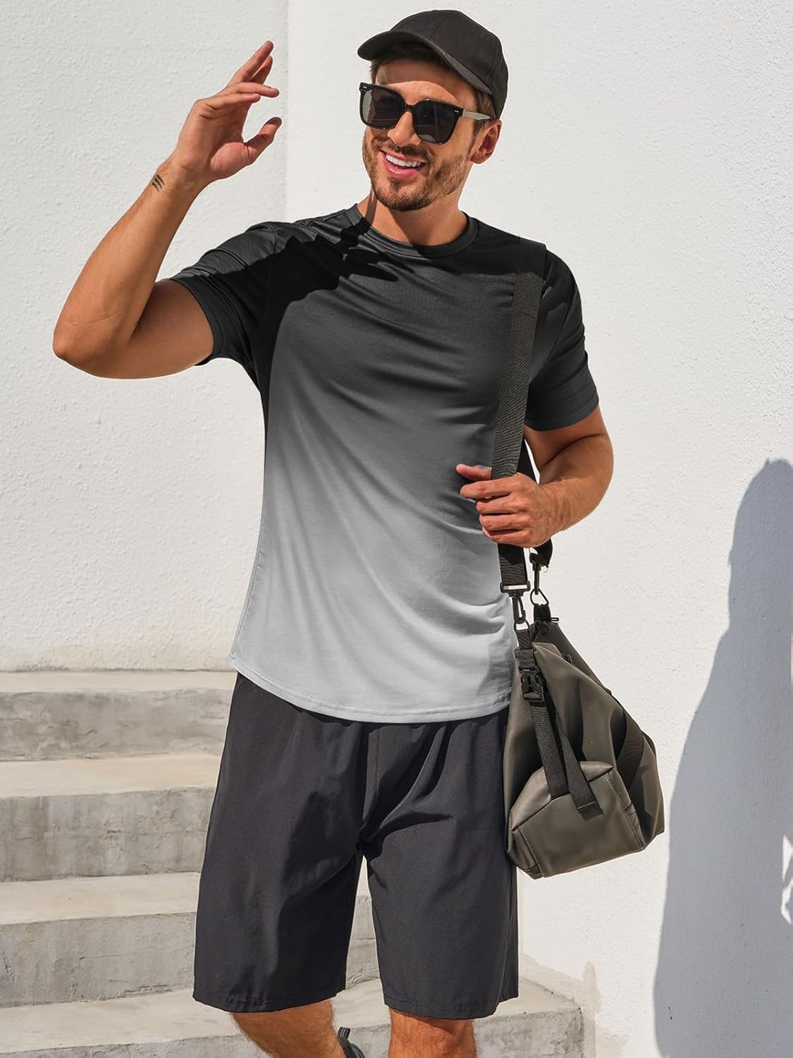 rrhss Mens Muscle Gym T-Shirts Short Sleeve Workout Athletic Bodybuilding Cotton Tee - Image 3