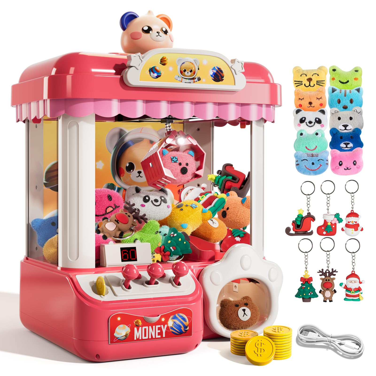 Lucky Doug Claw Machine for Kids Girls Boys with Light Music, Claw Machine Arcade Game Toys for Kids Girls 4-8, Claw Toys for 4 5 6 7 8 Years Old Girl
