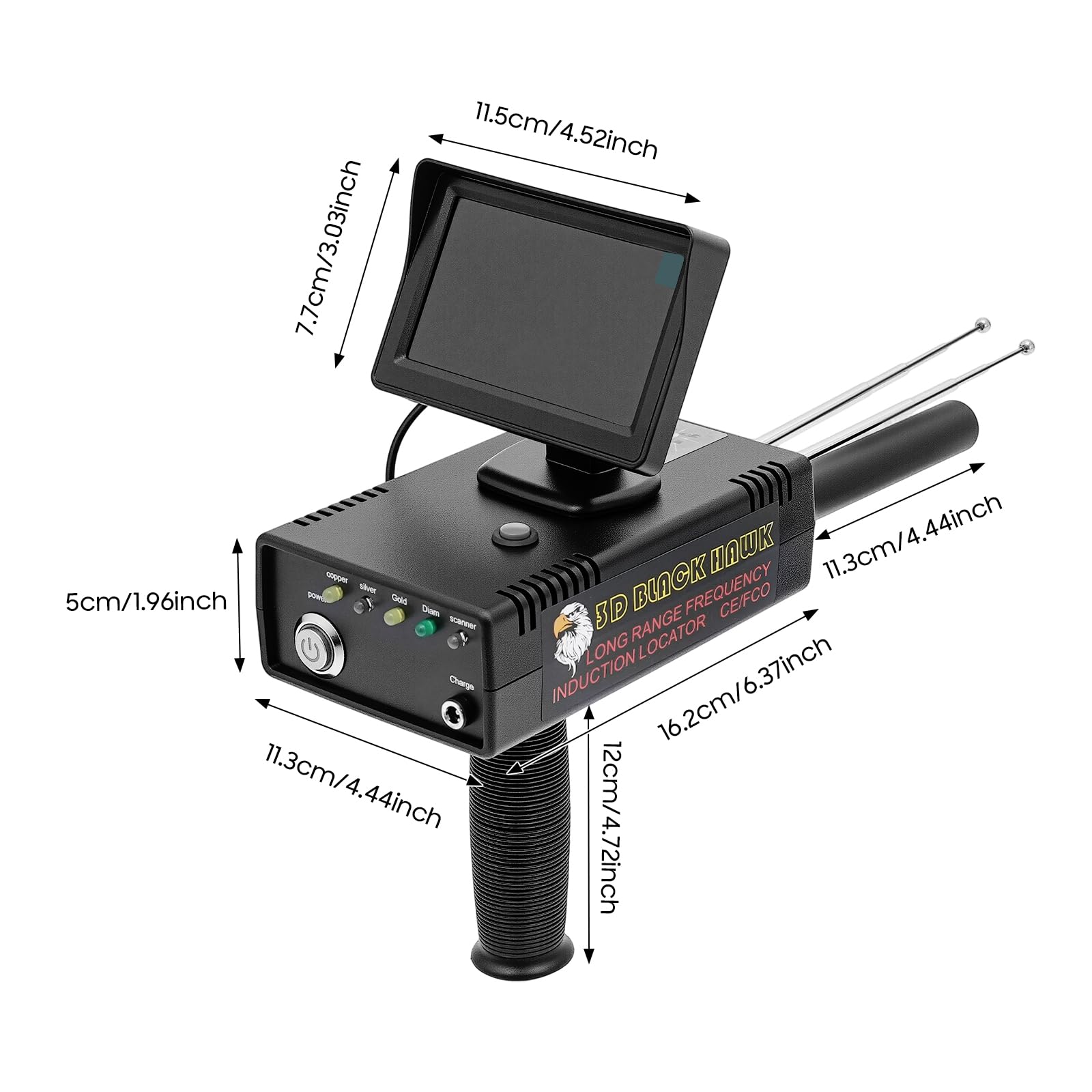 Detector de metales profesional 3D ABS con pantalla LED – Detector de metales subterráneo de hasta 30 m de profundidad, alta precisión para cables, objetos grandes, localizador industrial para oro