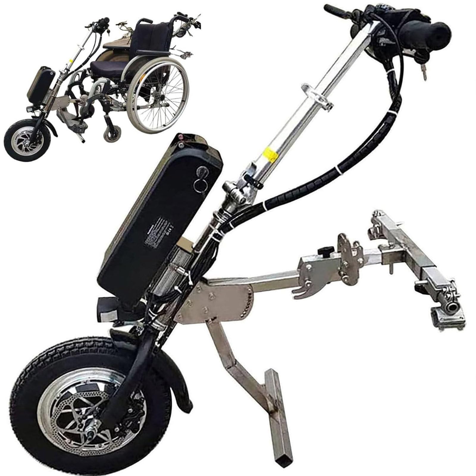 Dispositivo De Tracción para Silla De Ruedas, Kit Conversión Silla Ruedas Eléctrica con Sistem Amortiguación, Ajuste 3 Velocidades, batería Litio 48v 15/17 Ah, autonomía 70/90 km,B
