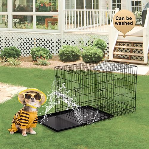 Miniatura 5 de BestPet Jaulas de perro de 24 30 36 42 y 48 pulgadas para perros grandes plegables de alambre mental para perros al aire libre e interior jaula para