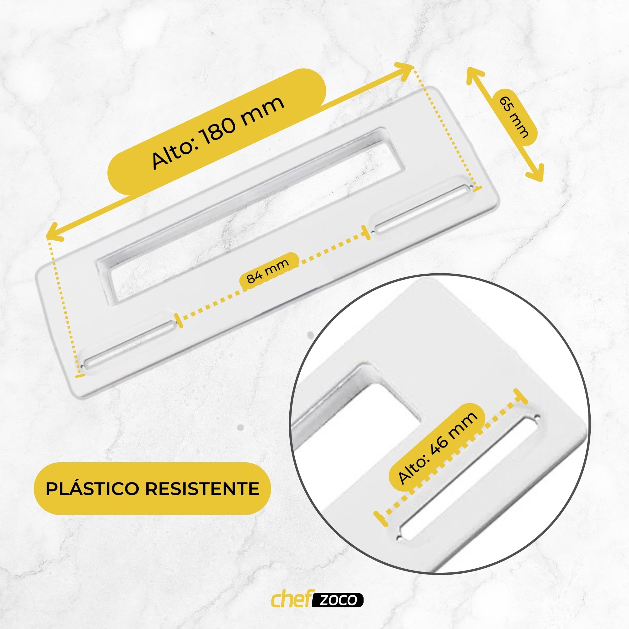 Tirador puerta Frigorífico universal, Mango frigorífico, Asa Nevera, Incluye 2 placas protectoras, incluye tornillos, Distancia entre tornillos de 9.5 a 17 cm, Apto para Todas las Marcas — view 5