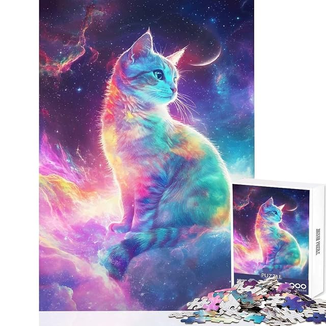 Rompecabezas holográfico de Gato cósmico para Adultos 1000 Piezas Juego de Memoria componentes Resistentes…